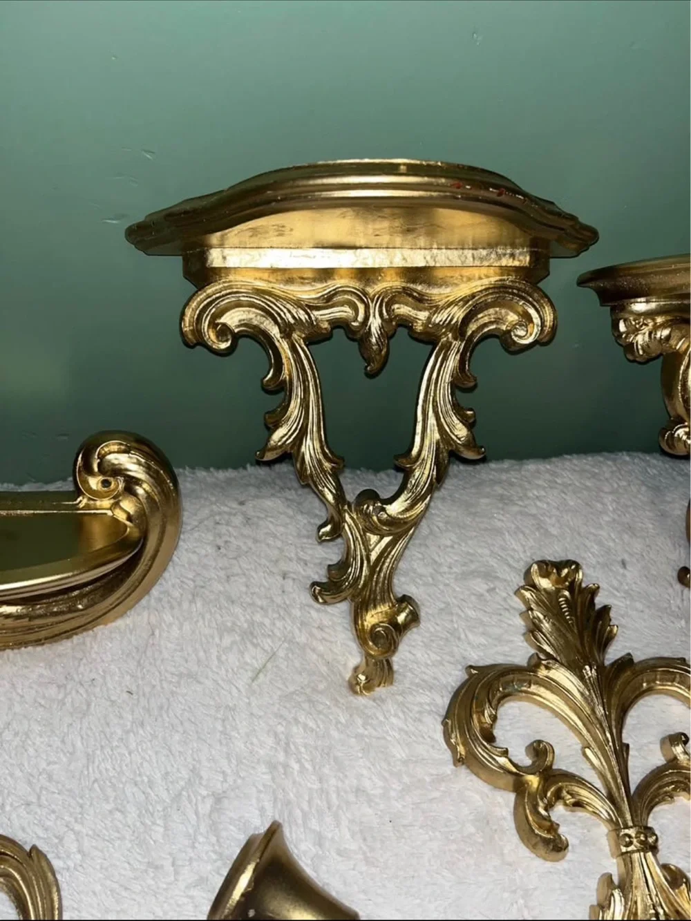 Vintage Gold Ornate Wall Sconces and Shelves - Decorative Home Wall Decor